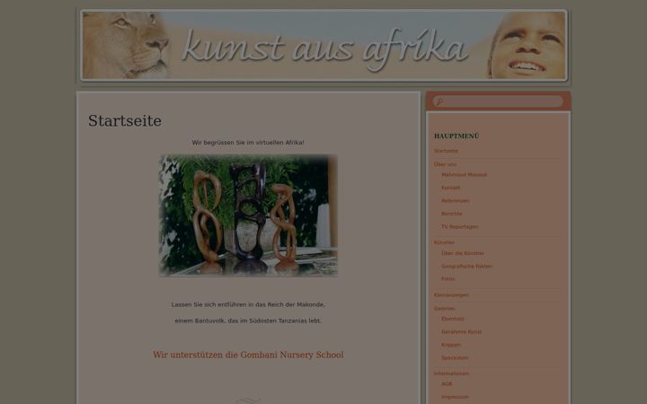 Screenshot of kunstausafrika.de