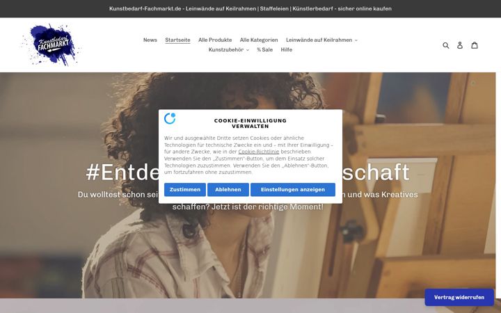 Screenshot of kunstbedarf-fachmarkt.de