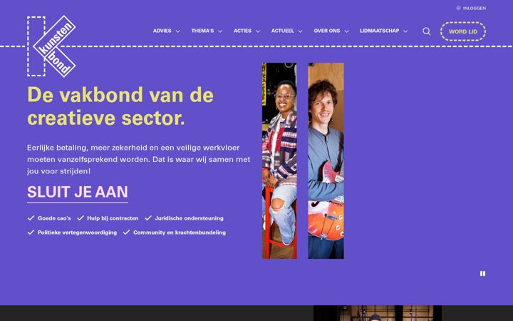 Screenshot of kunstenbond.nl
