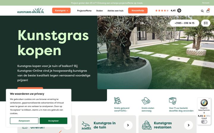 Screenshot of kunstgras-online.nl