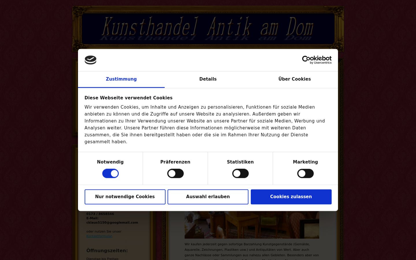 Screenshot del banner di consenso mostrato prima di qualsiasi interazione