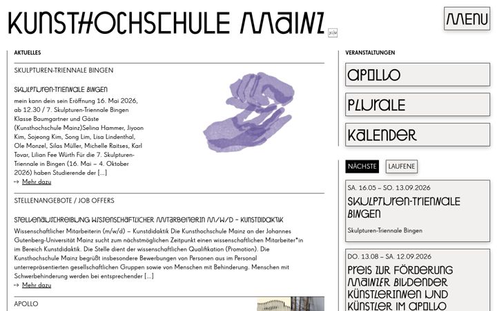 Screenshot of kunsthochschule-mainz.de
