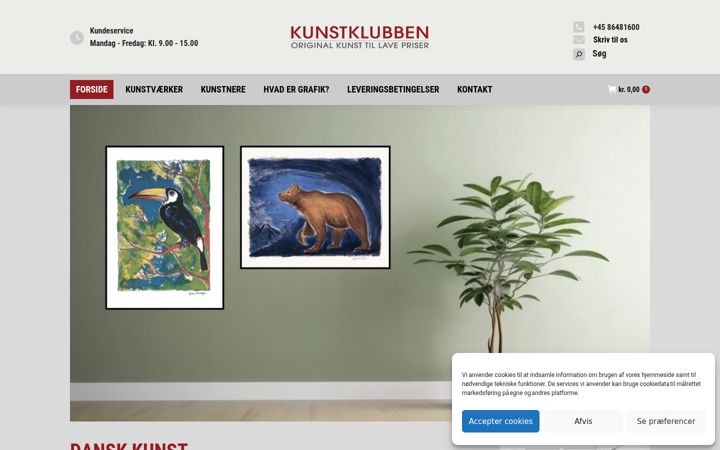 Screenshot of kunstklubben.dk