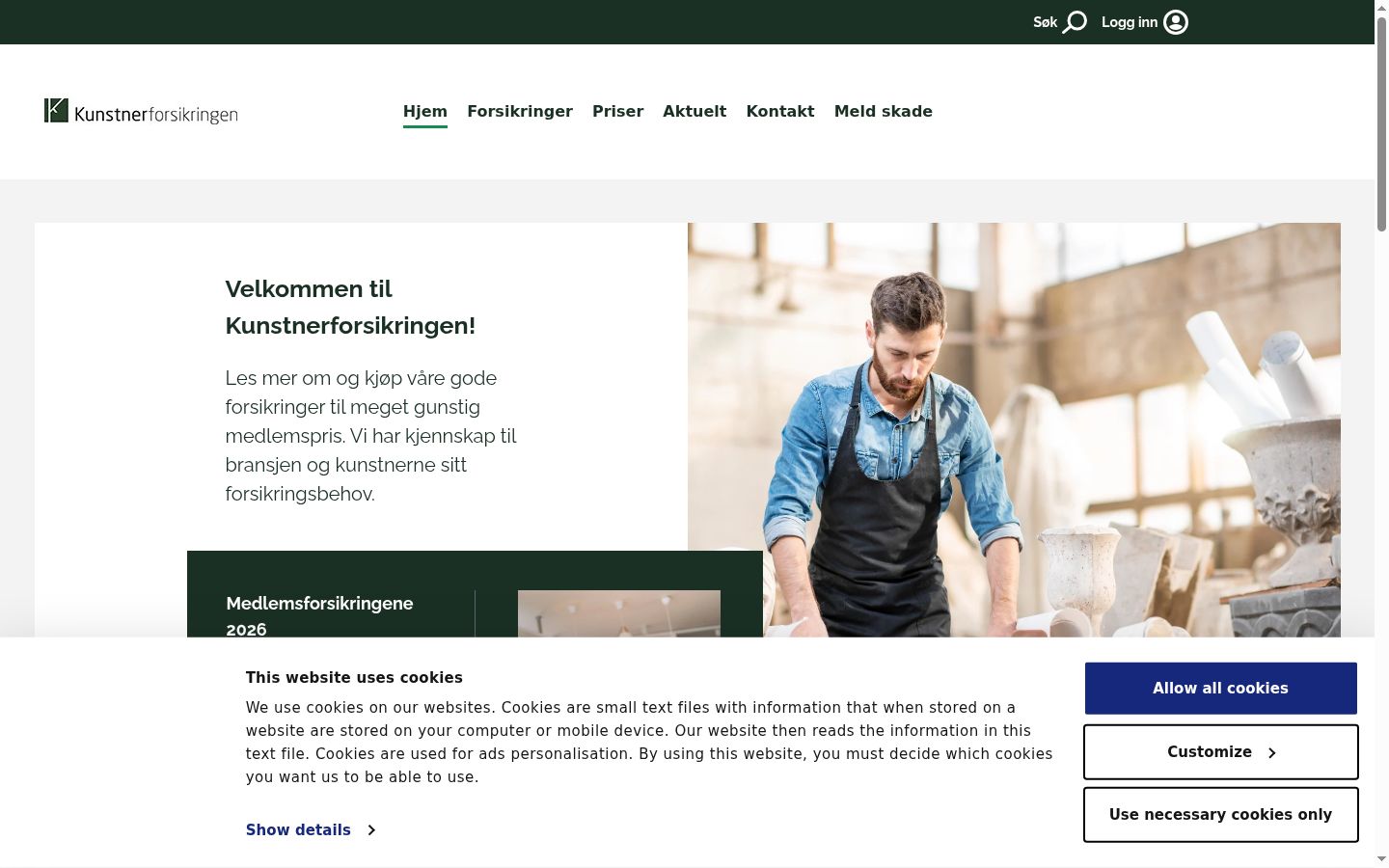 Screenshot van de toestemmingsbanner zoals getoond vóór enige interactie