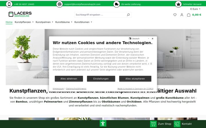 Screenshot of kunstpflanzenshop24.com