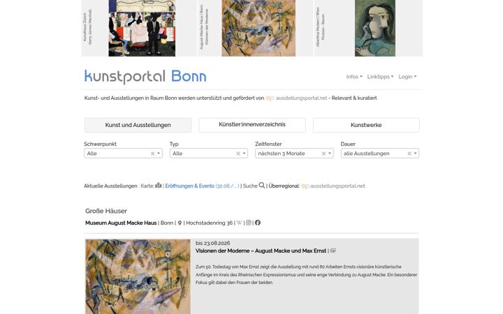 Screenshot of kunstportal-bonn.de