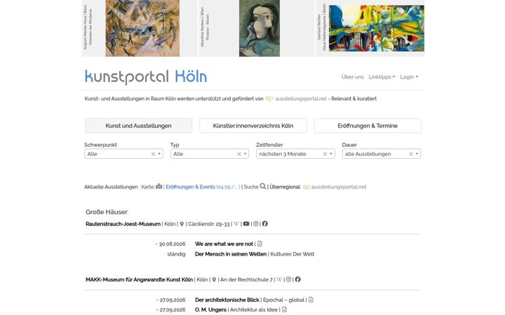 Screenshot of kunstportal-koeln.de