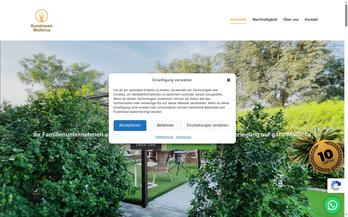 Screenshot del banner di consenso mostrato prima di qualsiasi interazione