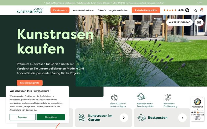 Screenshot of kunstrasenhaus.de