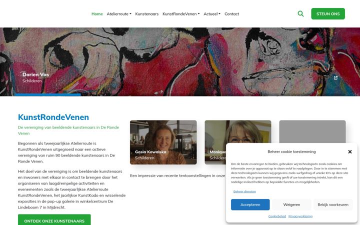 Screenshot of kunstrondevenen.nl