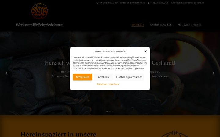 Screenshot of kunstschmiede-gerhardt.de