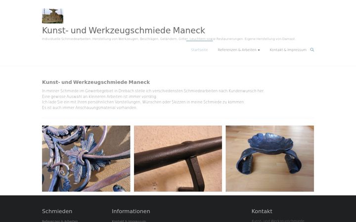 Screenshot of kunstschmiede-maneck.de