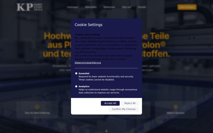 Screenshot of kunststoff-pries.de