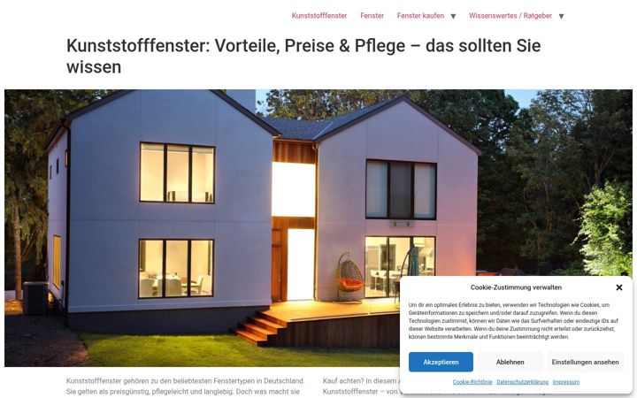 Skjámynd af kunststofffenster-preise.com