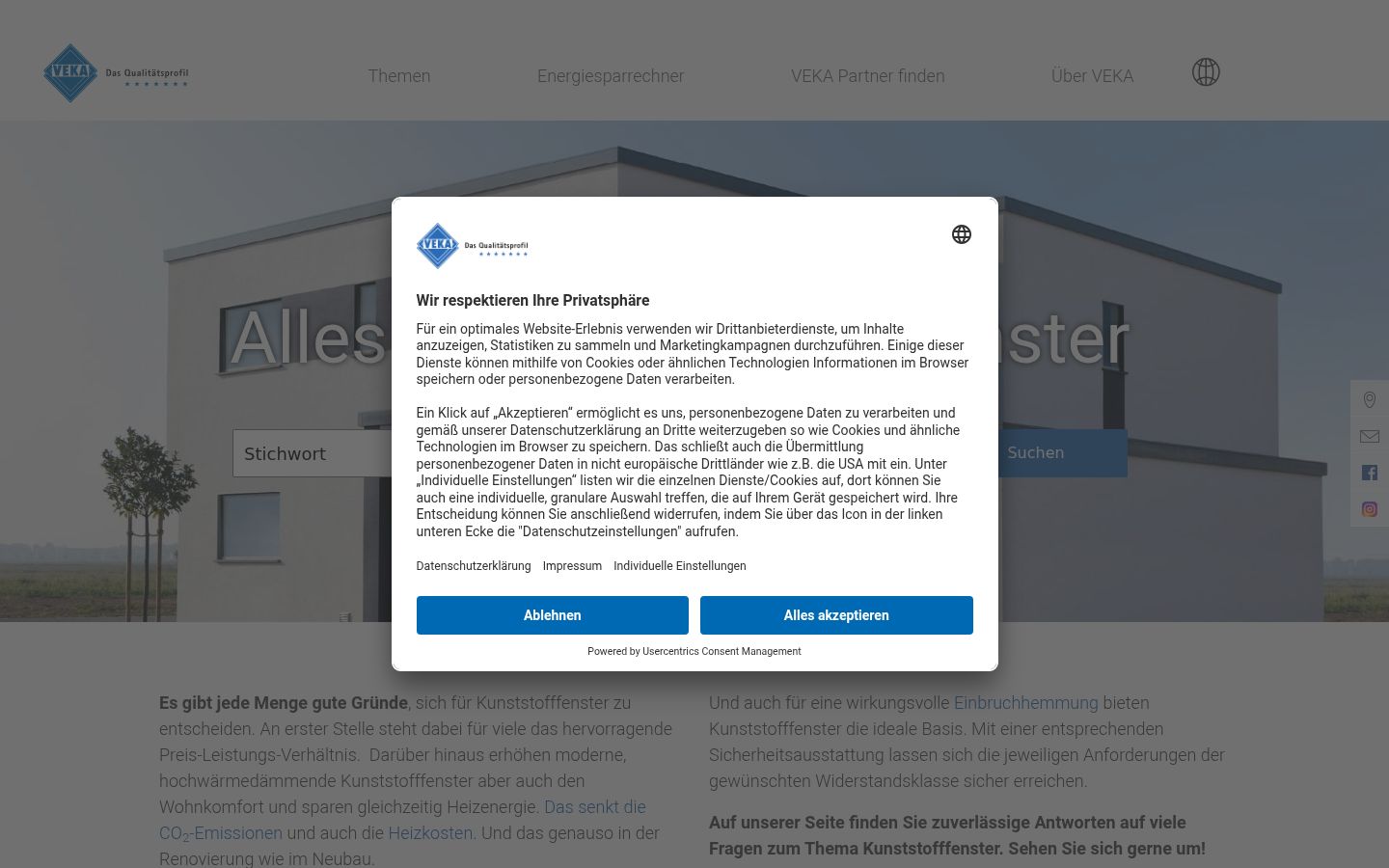 Screenshot van de toestemmingsbanner zoals getoond vóór enige interactie