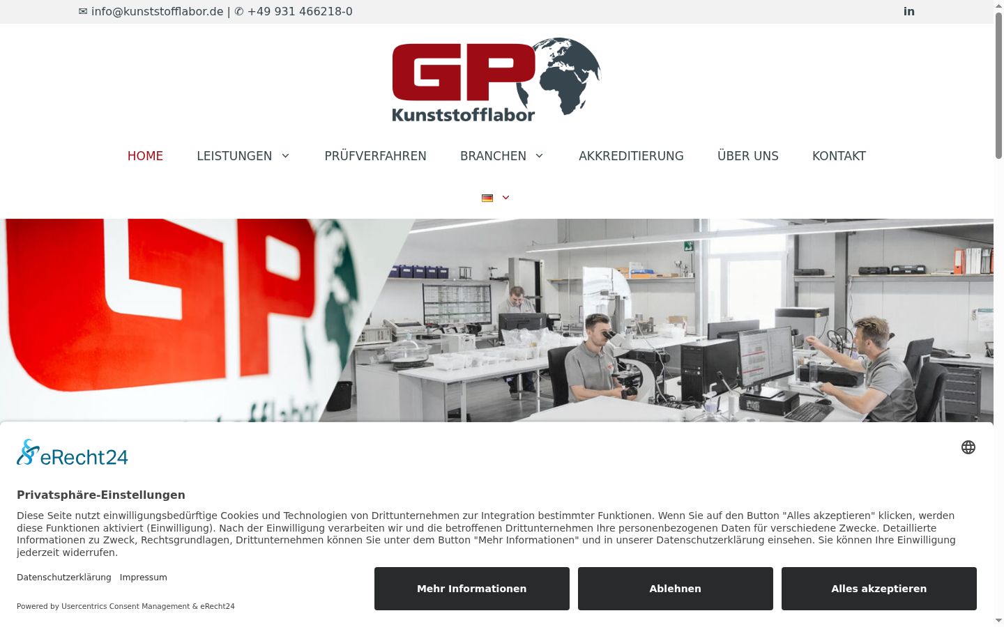 Screenshot des Einwilligungsbanners vor jeglicher Interaktion