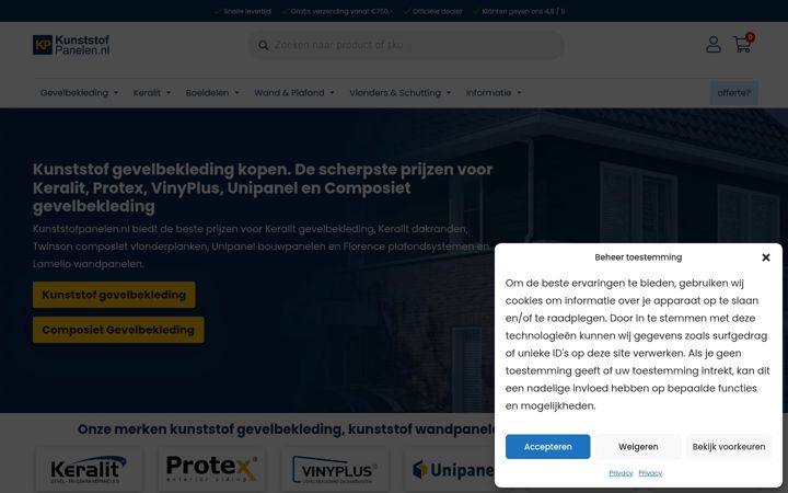 Screenshot of kunststofpanelen.nl