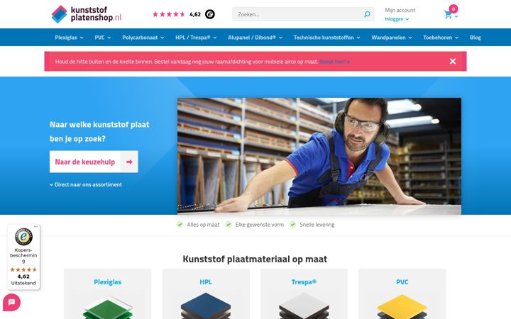 Screenshot of kunststofplatenshop.nl