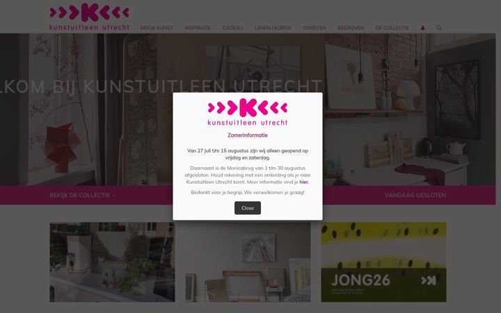 Screenshot of kunstuitleenutrecht.nl