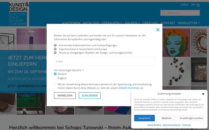 Screenshot of kunstunddesign-auktionen.de