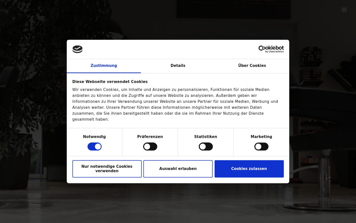 Screenshot del banner di consenso mostrato prima di qualsiasi interazione