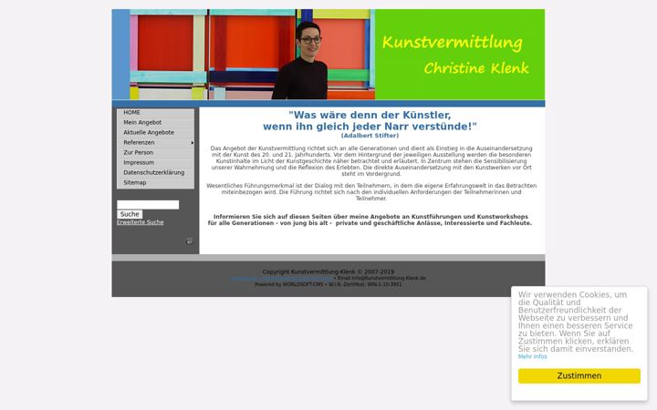 Screenshot of kunstvermittlung-klenk.de