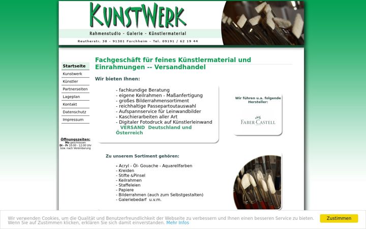 Screenshot of kunstwerk-forchheim.de