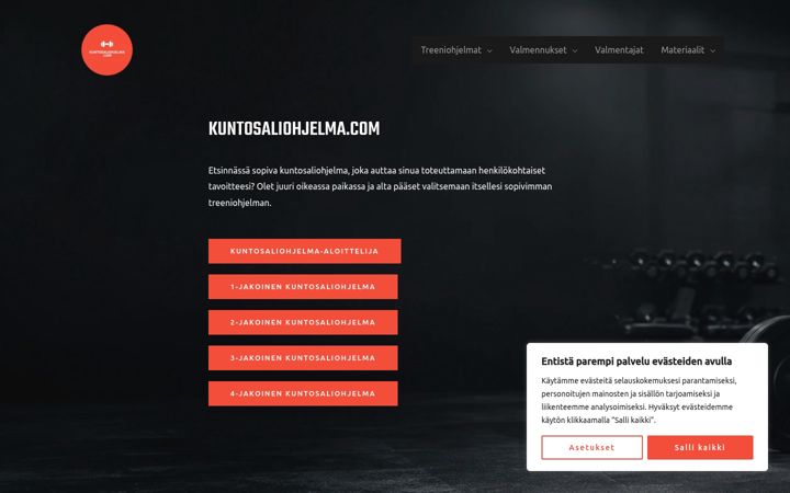 Screenshot of kuntosaliohjelma.com