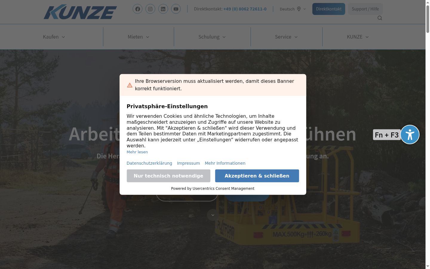 Snímka obrazovky banera súhlasu zobrazeného pred akoukoľvek interakciou