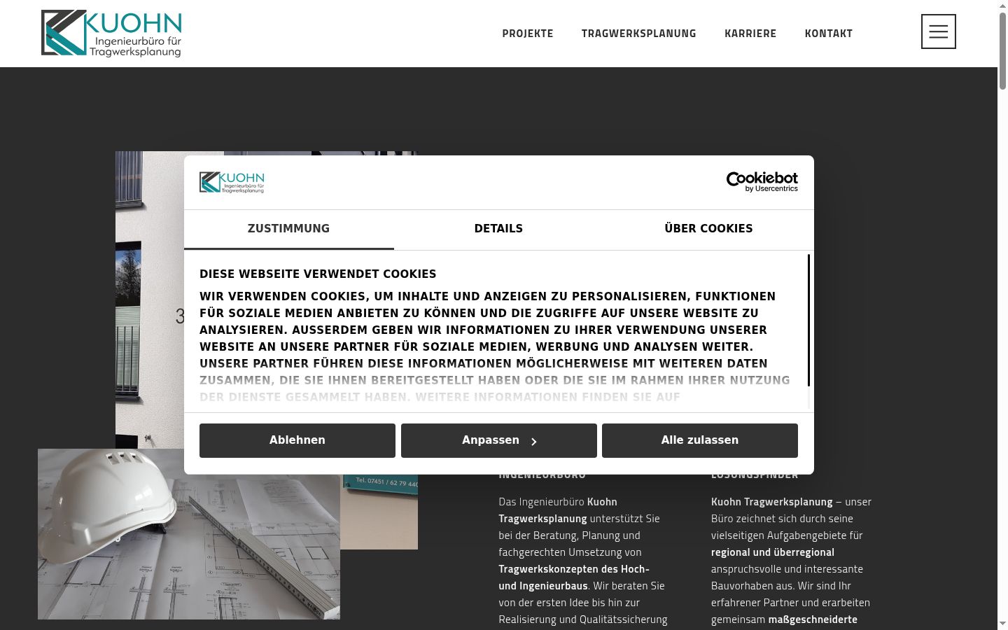 Screenshot des Einwilligungsbanners vor jeglicher Interaktion