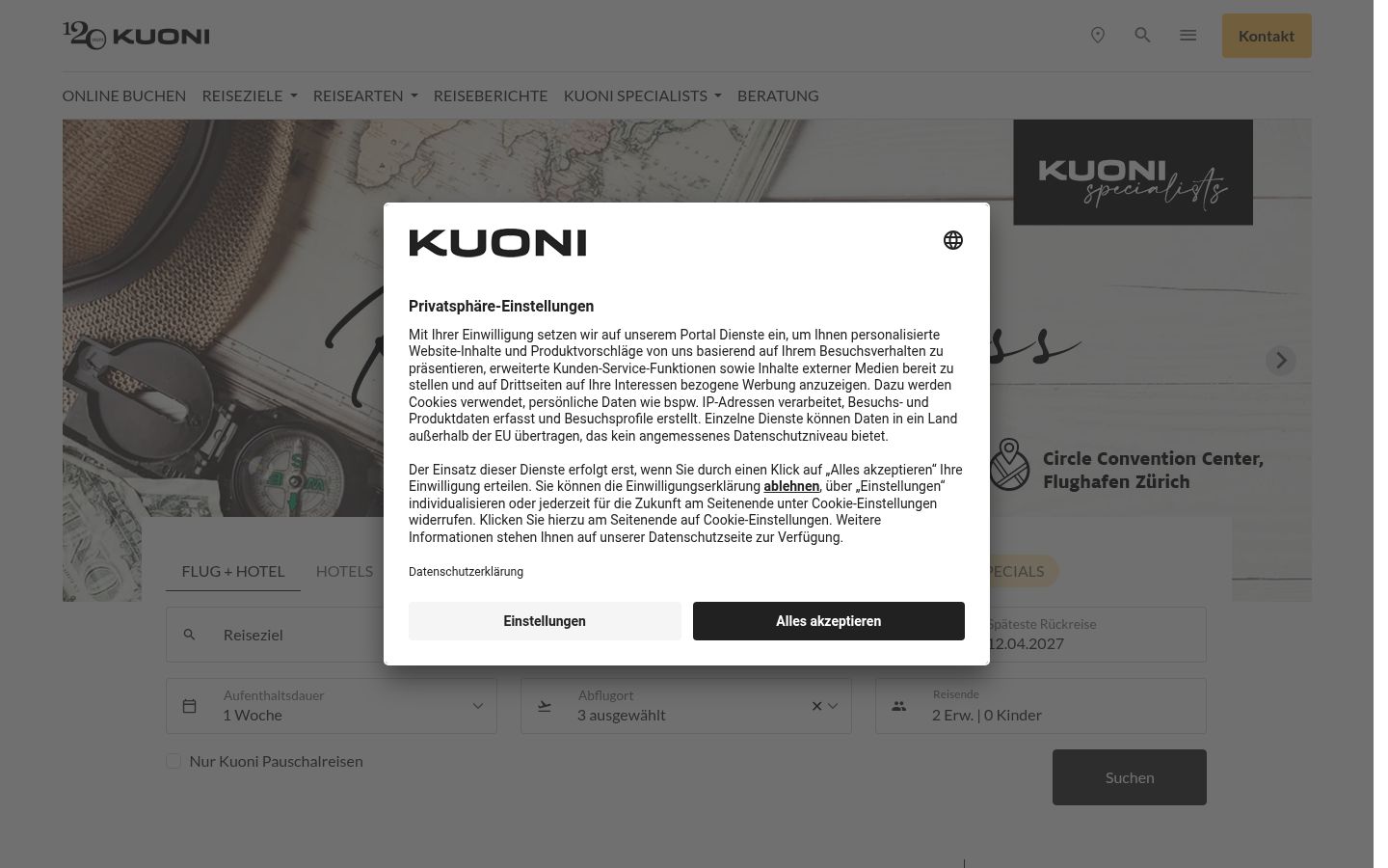 Capture d'écran de la bannière de consentement affichée avant toute interaction