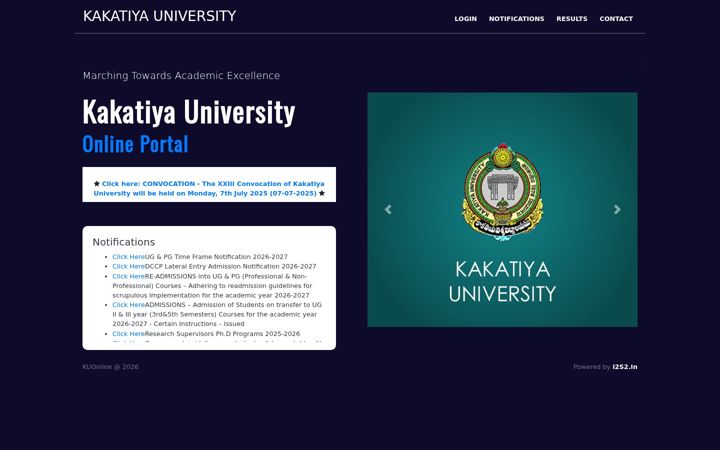 Screenshot of kuonline.co.in