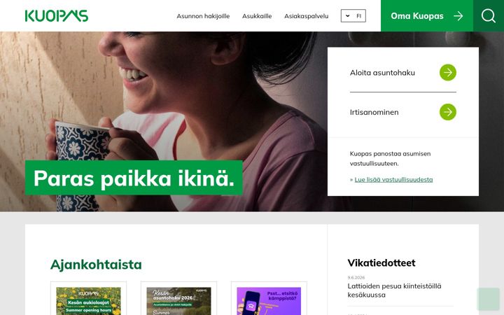 Snimka zaslona za kuopas.fi