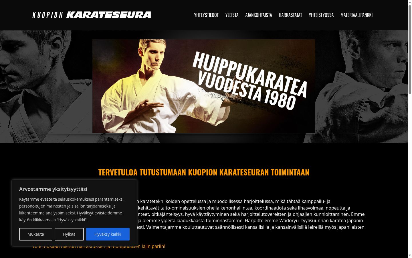 Screenshot του banner συγκατάθεσης που εμφανίστηκε πριν από οποιαδήποτε αλληλεπίδραση
