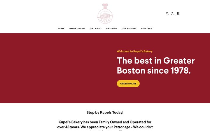 Screenshot of kupelsbakery.com