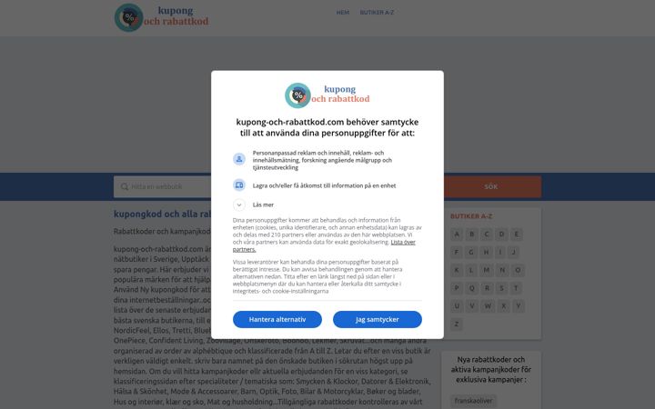 Screenshot of kupong-och-rabattkod.com