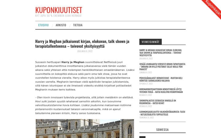 Screenshot of kuponkiuutiset.com