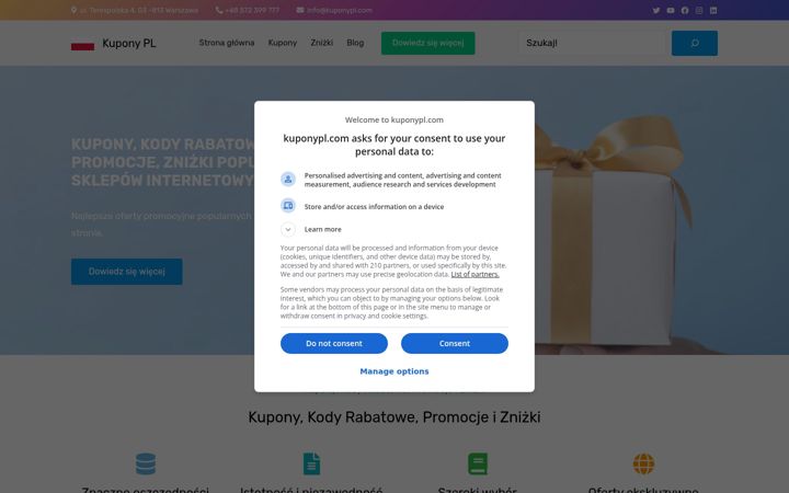 Ekrano kopija kuponypl.com