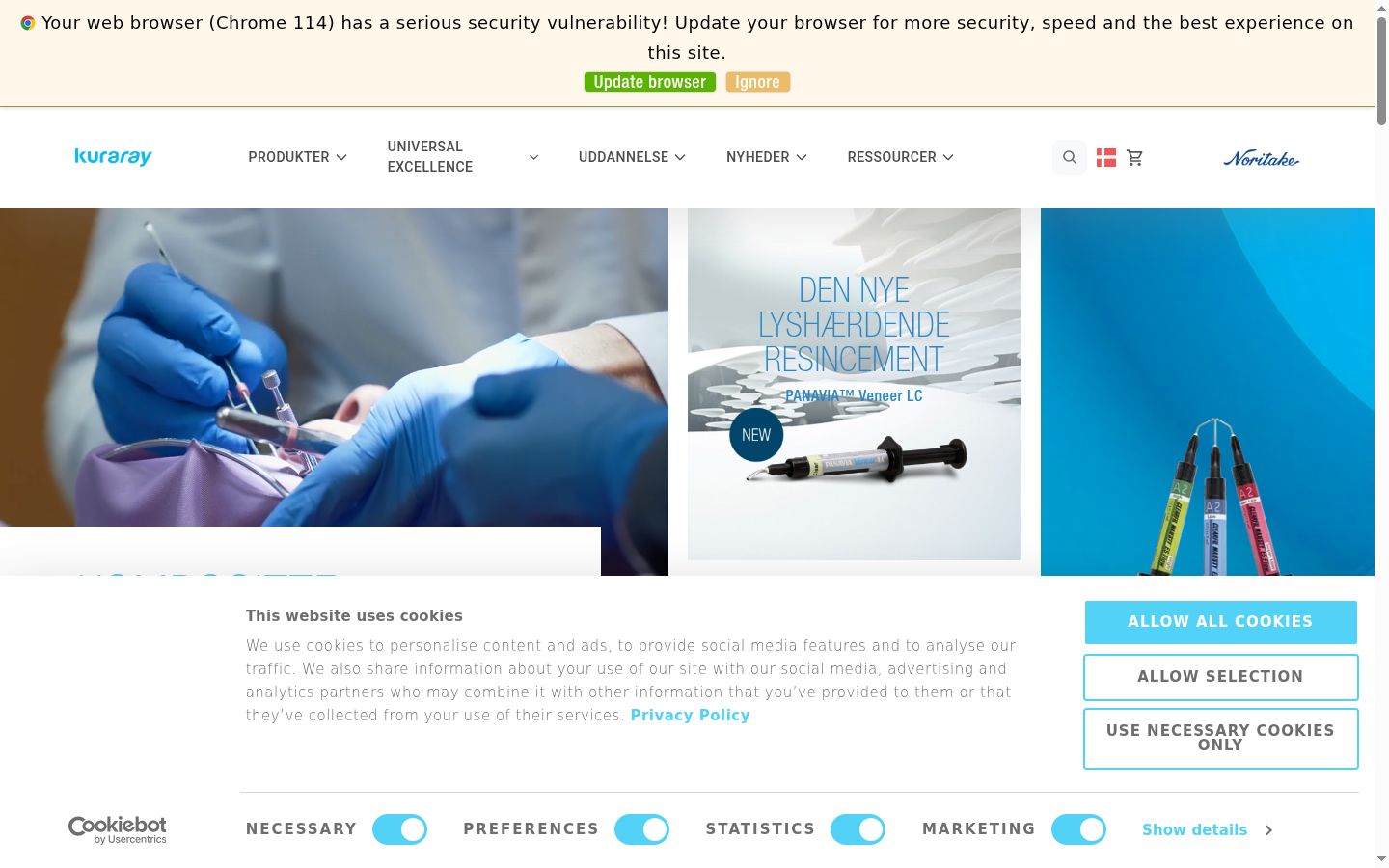Screenshot del banner di consenso mostrato prima di qualsiasi interazione