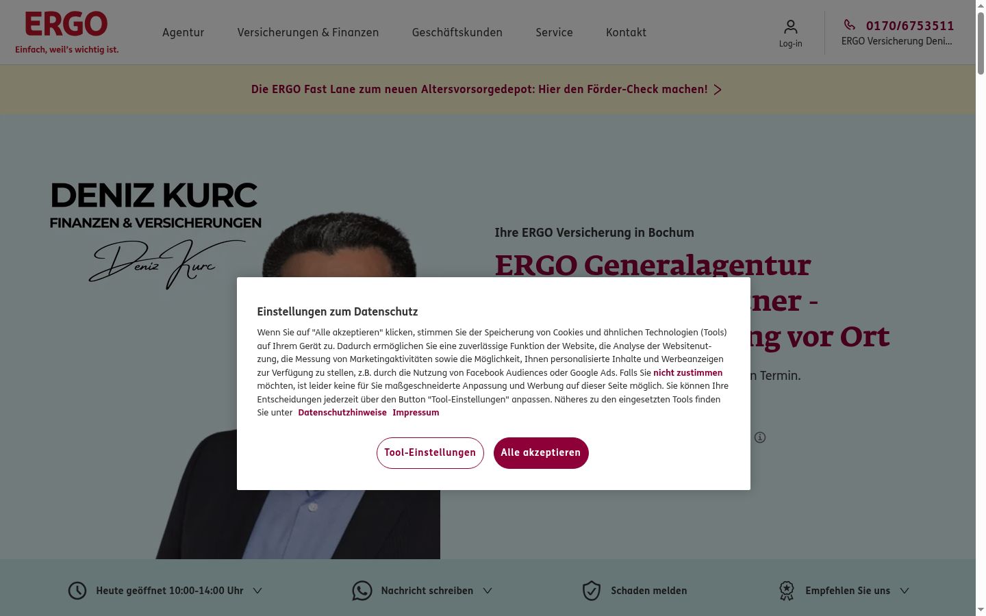 Capture d'écran de la bannière de consentement affichée avant toute interaction