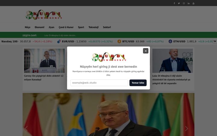 Screenshot of kurdinewsagency.com