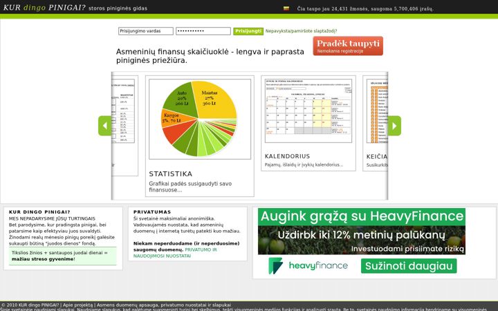 Screenshot of kurdingopinigai.lt