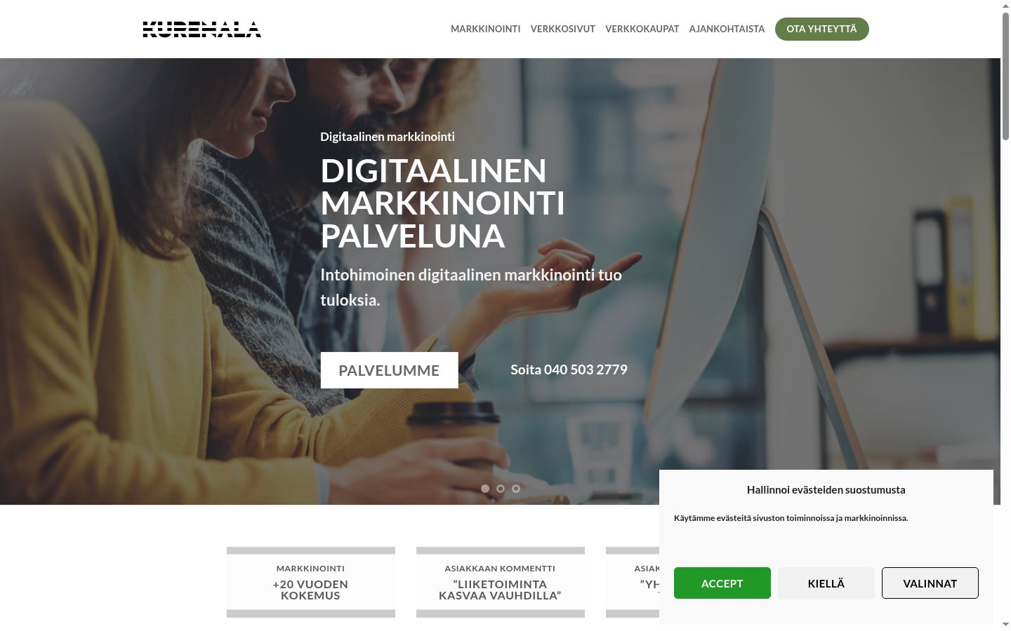 Sutikimo reklamjuostės, rodytos prieš bet kokią sąveiką, ekrano kopija