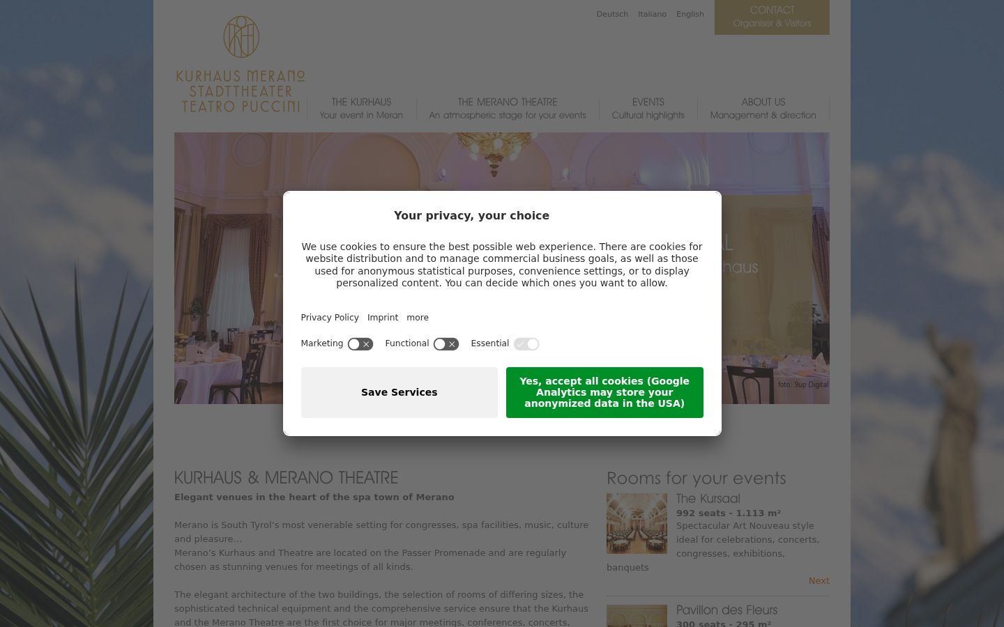 Screenshot del banner di consenso mostrato prima di qualsiasi interazione