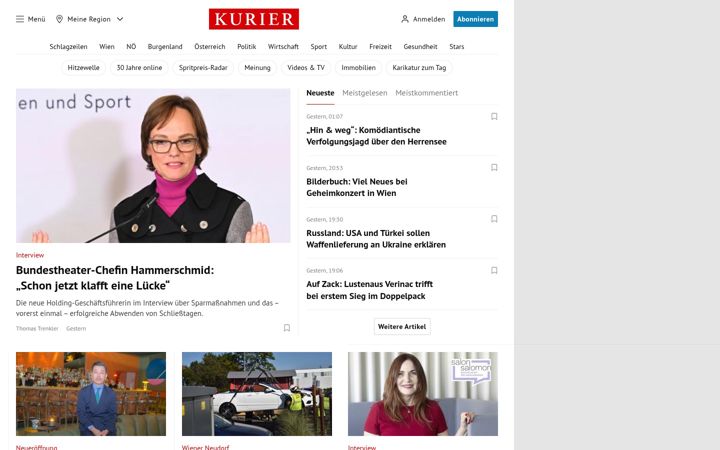 Screenshot of kurier-events.at