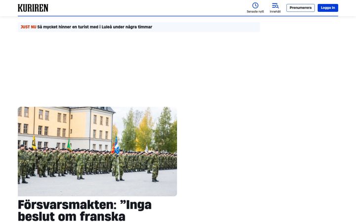 Screenshot of kuriren.nu