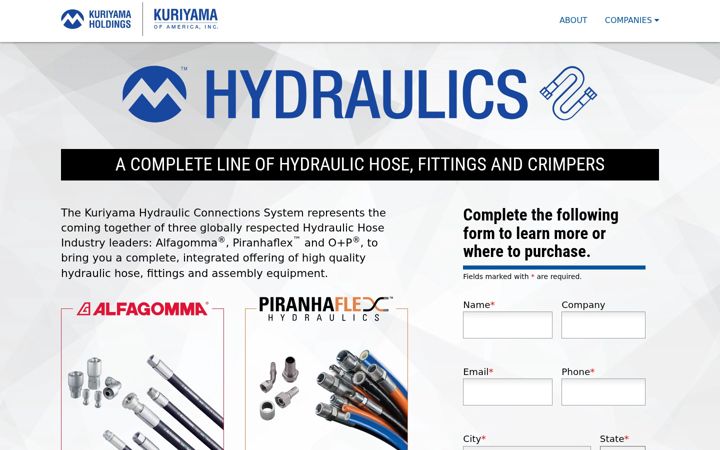 Screenshot of kuriyamahydraulics.com
