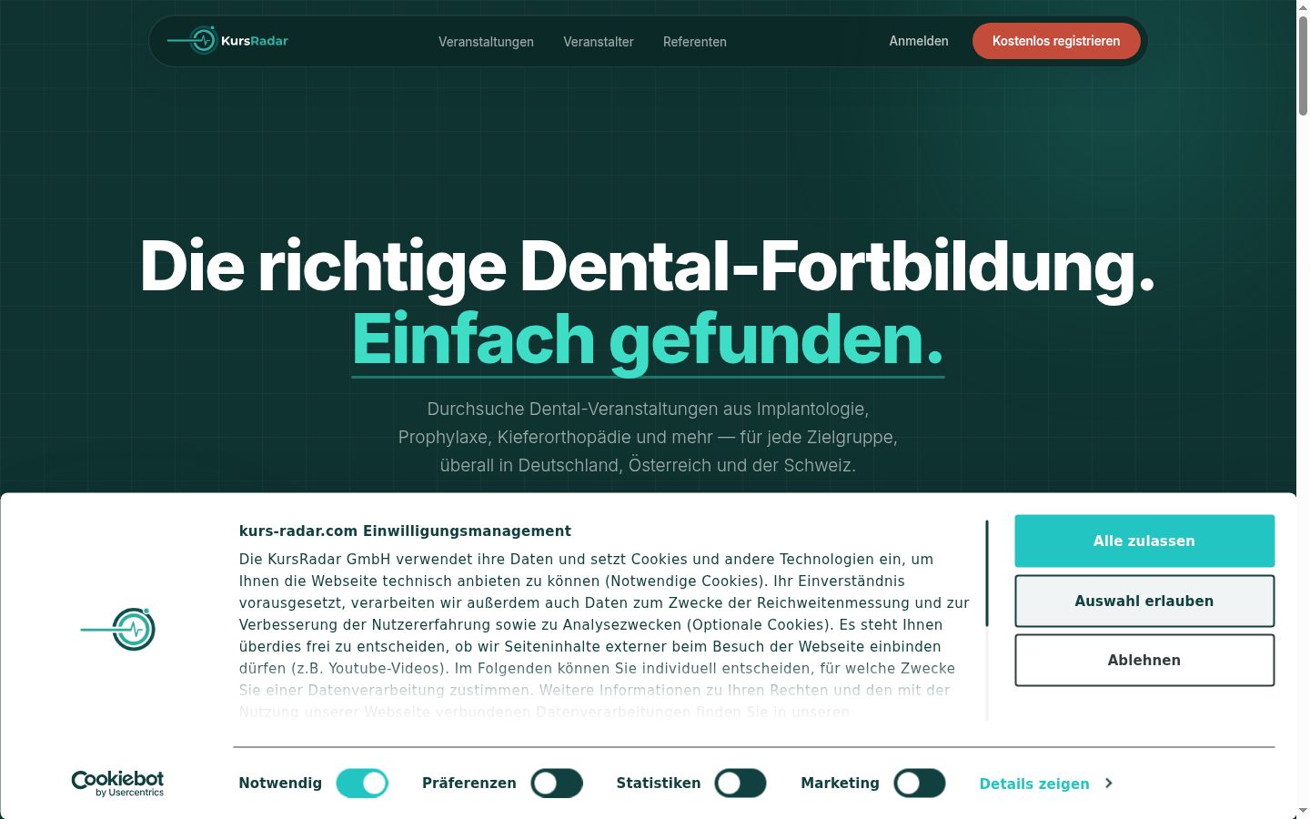 Screenshot tal-banner tal-kunsens muri qabel kwalunkwe interazzjoni