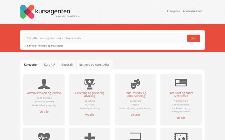 Screenshot of kursagenten.no