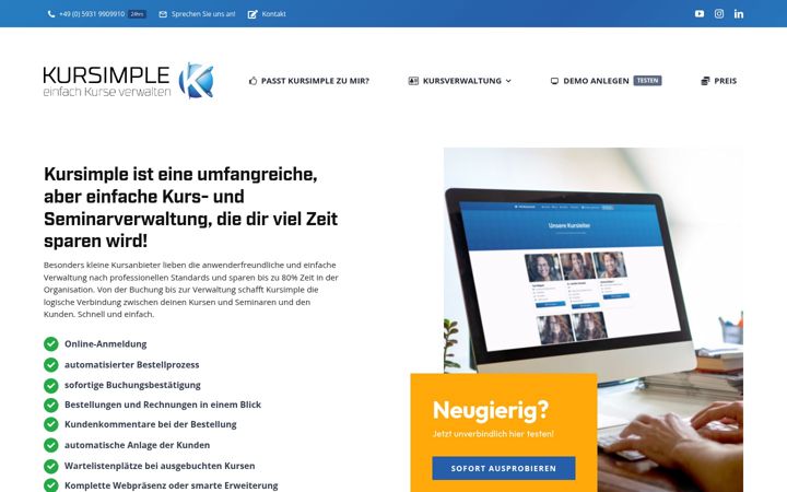 Screenshot of kursimple.de